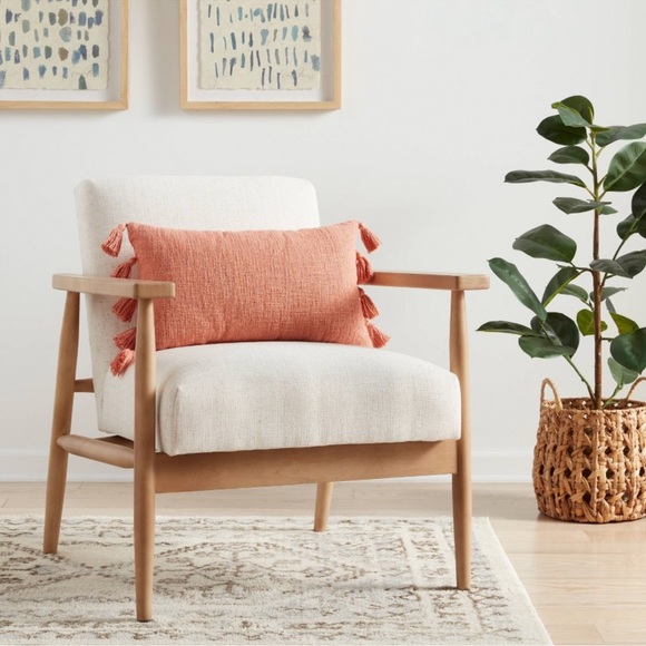 Threshold lumbar trow pilow with side tassels light orange
